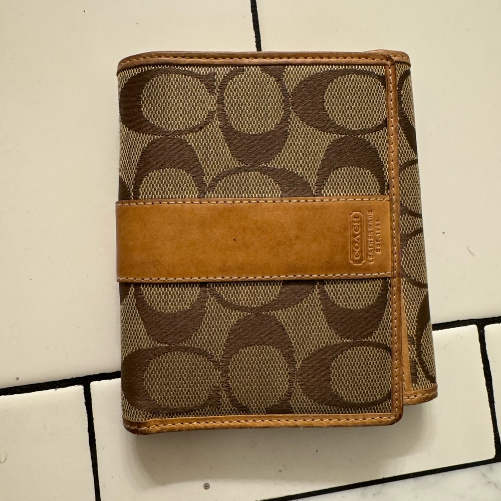 Coach Signature Brown and Tan Wallet
